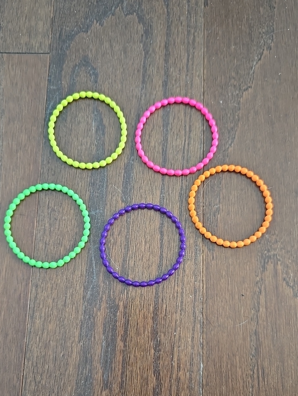 Kids Bead Stretch Bracelet Set - Neon Green, Pink, Orange, Lime, Purple